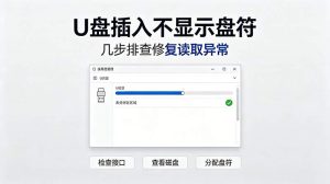 U 盘插入不显示盘符，几步排查修复读取异常